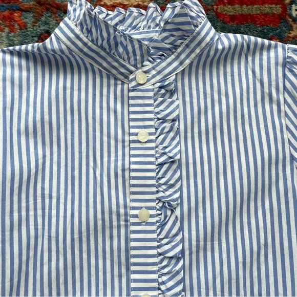 Adorable Classic Prep Ruffle Front Button Down Top "Ginny" Size 12 New with Tags - Picture 7 of 7